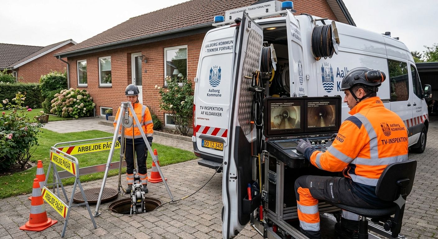 TV-inspektion af kloakrør i Aalborg — autoriseret kloakmester med kamera