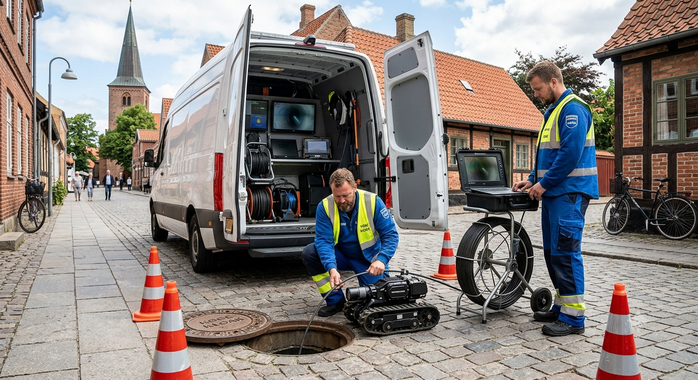 TV-inspektion af kloak og dræn i Køge — HD-kameraundersøgelse af stikledning