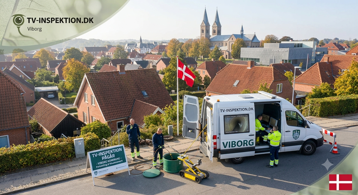 TV-inspektion af kloakrør i Viborg — autoriseret kloakmester med HD-kamera